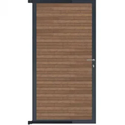 C-Wood Tuindeur aluminium antraciet frame Rhombus Triple - composiet bruin gevlamd (90 x 180 cm)