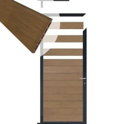 C-Wood Tuindeur aluminium antraciet frame Mix & Match - composiet bruin gevlamd (90 x 180 cm)