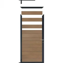 C-Wood Tuindeur aluminium antraciet frame Mix & Match - composiet bruin gevlamd (90 x 180 cm)