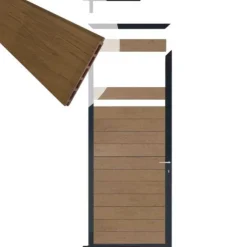 C-Wood Tuindeur aluminium antraciet frame Mix & Match - composiet bruin gevlamd (90 x 200 cm)