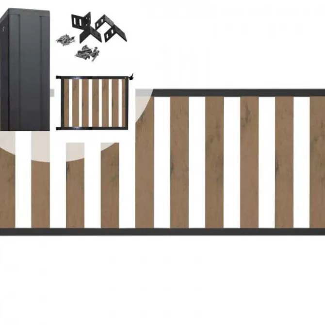 C-Wood Tuinhek met poort set composiet bruin gevlamd Design met antraciet alu frame (4,88 mtr)