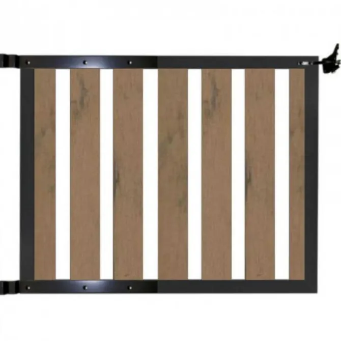 C-Wood Tuinhek met poort set composiet bruin gevlamd Design met antraciet alu frame (4,88 mtr)