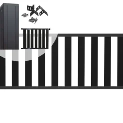 C-Wood Tuinhek met poort set composiet antraciet Design met antraciet alu frame (4,88 mtr)