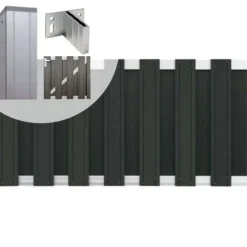 C-Wood Tuinhek met poort set composiet Stijl antraciet met blank aluminium frame (4,88 mtr)