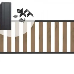 C-Wood Tuinhek set composiet bruin gevlamd Design met antraciet alu frame (7,54 mtr)