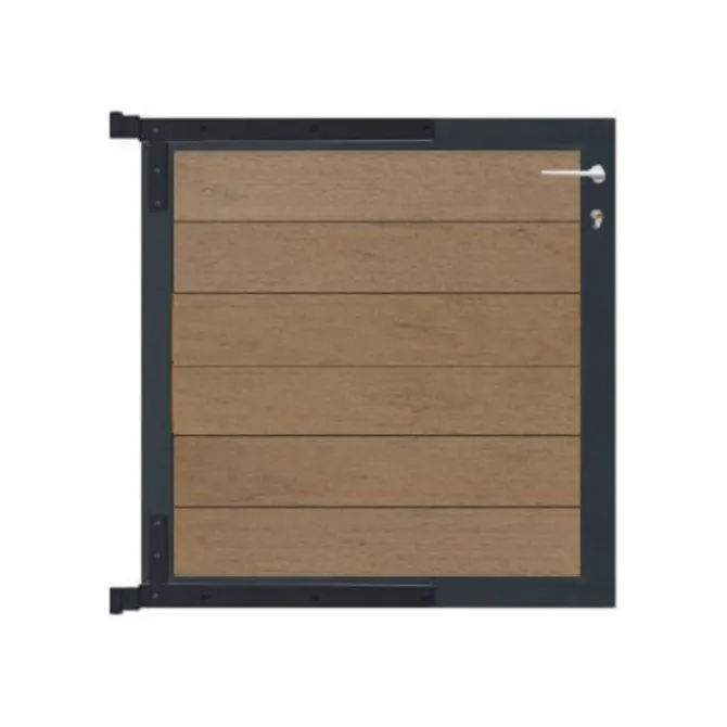 C-Wood Tuinpoort aluminium antraciet frame Mix & Match - composiet bruin gevlamd (90 x 90 cm)