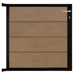 C-Wood Tuinpoort aluminium zwart frame Modular - composiet bruin gevlamd (90 x 90 cm)