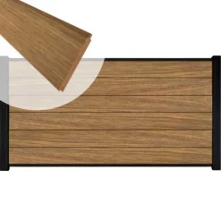 C-Wood Zelfbouw schutting hardhout Mix & Match Thermo Fraké - zwart alu accessoires (180 x 90 cm)