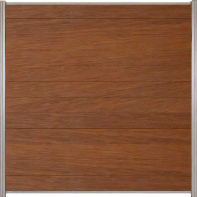 C-Wood Zelfbouw schutting hardhout Mix & Match Bamboe - blank alu accessoires (180 x 180 cm)