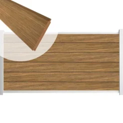 C-Wood Zelfbouw schutting hardhout Mix & Match Thermo Fraké - wit alu accessoires (180 x 90 cm)