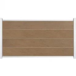 C-Wood Zelfbouw schutting composiet Modular bruin gevlamd - wit alu accessoires (180 x 97 cm)