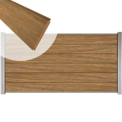 C-Wood Zelfbouw schutting hardhout Mix & Match Thermo Fraké - blank alu accessoires (180 x 90 cm)