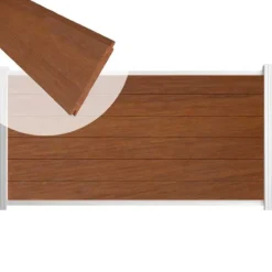 C-Wood Zelfbouw schutting hardhout Mix & Match Bamboe - wit alu accessoires (180 x 90 cm)