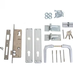 Deurbeslag voor tuindeur - Aluminium - complete set met 3 sleutels incl. duim&draadstang