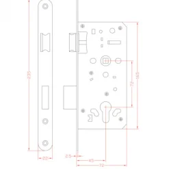 Deurbeslag voor tuindeur - RVS - complete set met 3 sleutels