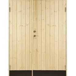 Dubbele dichte deur incl. kozijn - Rechtsdraaiend - Onbehandeld - 127,8 x 197,8 cm