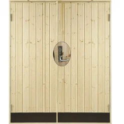 Dubbele dichte deur incl. kozijn en beslag - Rechtsdraaiend - Onbehandeld - 151,2 x 187,8 cm