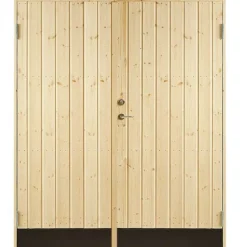 Dubbele dichte deur incl. kozijn - Rechtsdraaiend - Onbehandeld - 151,2 x 197,8 cm