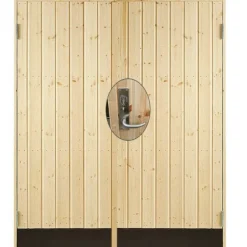 Dubbele dichte deur incl. kozijn en beslag - Rechtsdraaiend - Onbehandeld - 151,2 x 197,8 cm