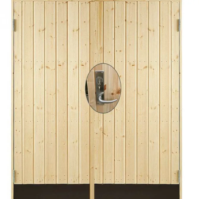 Dubbele dichte deur incl. kozijn en beslag - Rechtsdraaiend - Onbehandeld - 151,2 x 197,8 cm