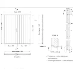 Dubbele plaatdeur met kozijn - wit - 930 x 2115 mm incl. beslag