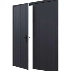 Dubbele plaatdeur met kozijn - zwart - 930 x 2115 mm incl. beslag