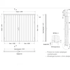 Dubbele plaatdeur XL met kozijn - wit - 1200 x 2115 mm incl. beslag