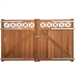 Dubbele poort hardhout bankirai Belmonte met trellis incl. beslag (300 x 180 cm)
