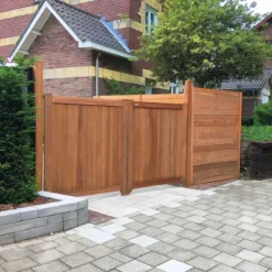 Dubbele poort hardhout bankirai Belmonte met trellis incl. beslag (300 x 180 cm)