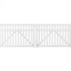 Dubbele poort vuren - Country recht wit (300 x 98 cm)