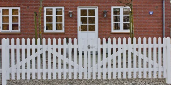 Dubbele poort vuren - Skagen Lux recht wit (300 x 120 cm)