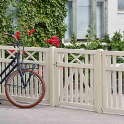 Dubbele poort vuren - Vinesse rechte poorten wit (300 x 98 cm)