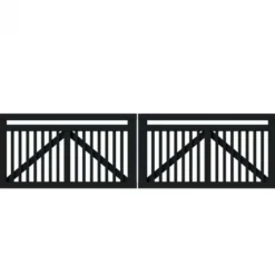 Dubbele tuinpoort vuren - Linea recht zwart (300 x 80 cm)