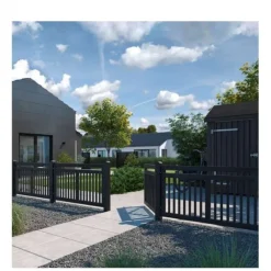 Dubbele tuinpoort vuren - Linea recht zwart (300 x 80 cm)