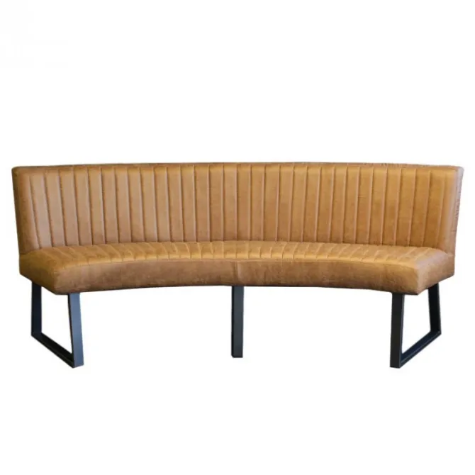 Eetkamerbank - Hengelo - lederlook Missouri cognac 03 - geschikt voor ovale tafel 240 cm