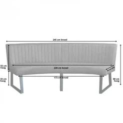 Eetkamerbank - Hengelo - stof Element donkergrijs 22 - geschikt voor ovale tafel 240 cm