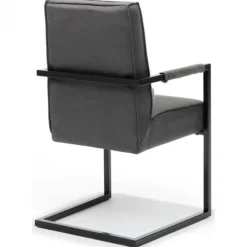 Eetkamerstoel - Andries - Lederlook Soft Antraciet - Met armleuning