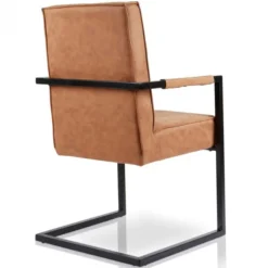 Eetkamerstoel - Andries - Lederlook Soft Cognac - Met armleuning