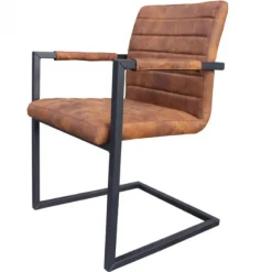 Eetkamerstoel - Apollo II - stof Cowboy retro lederlook cognac