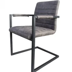 Eetkamerstoel - Apollo II - stof Cowboy retro lederlook antraciet