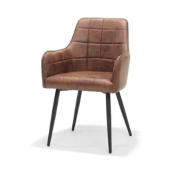 Eetkamerstoel - Donovan - stof Cowboy retro lederlook cognac