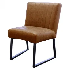 Eetkamerstoel - Hengelo - geschikt voor ronde tafel - lederlook Missouri cognac 03