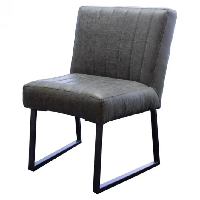 Eetkamerstoel - Hengelo - geschikt voor ronde tafel - lederlook Missouri antraciet 09