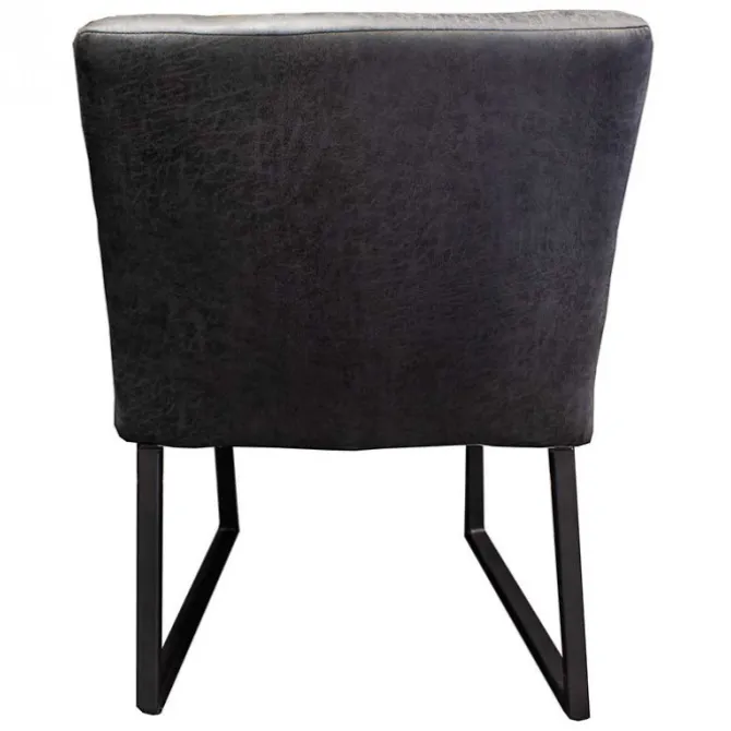 Eetkamerstoel - Hengelo - geschikt voor ronde tafel - lederlook Missouri antraciet 09