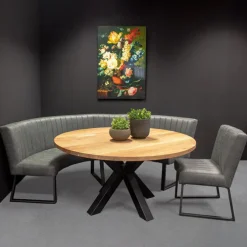 Eetkamerstoel - Hengelo - geschikt voor ronde tafel - lederlook Missouri antraciet 09