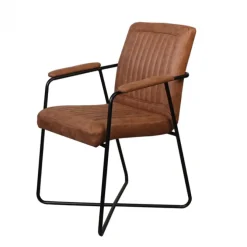 Eetkamerstoel - Henry - lederlook Soft cognac