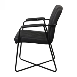 Eetkamerstoel - Henry - leer Vintage zwart