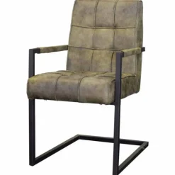 Eetkamerstoel - Jupiter - stof Cowboy retro lederlook olijf groen