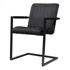 Eetkamerstoel - Lara met leuning - stof Element antraciet 01