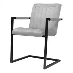 Eetkamerstoel - Lara met leuning - stof Element lichtgrijs 04